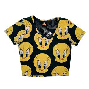 Lazy Oaf x Looney Tunes Collection Tweety Bird Black & Yellow Crop Top Size M/L